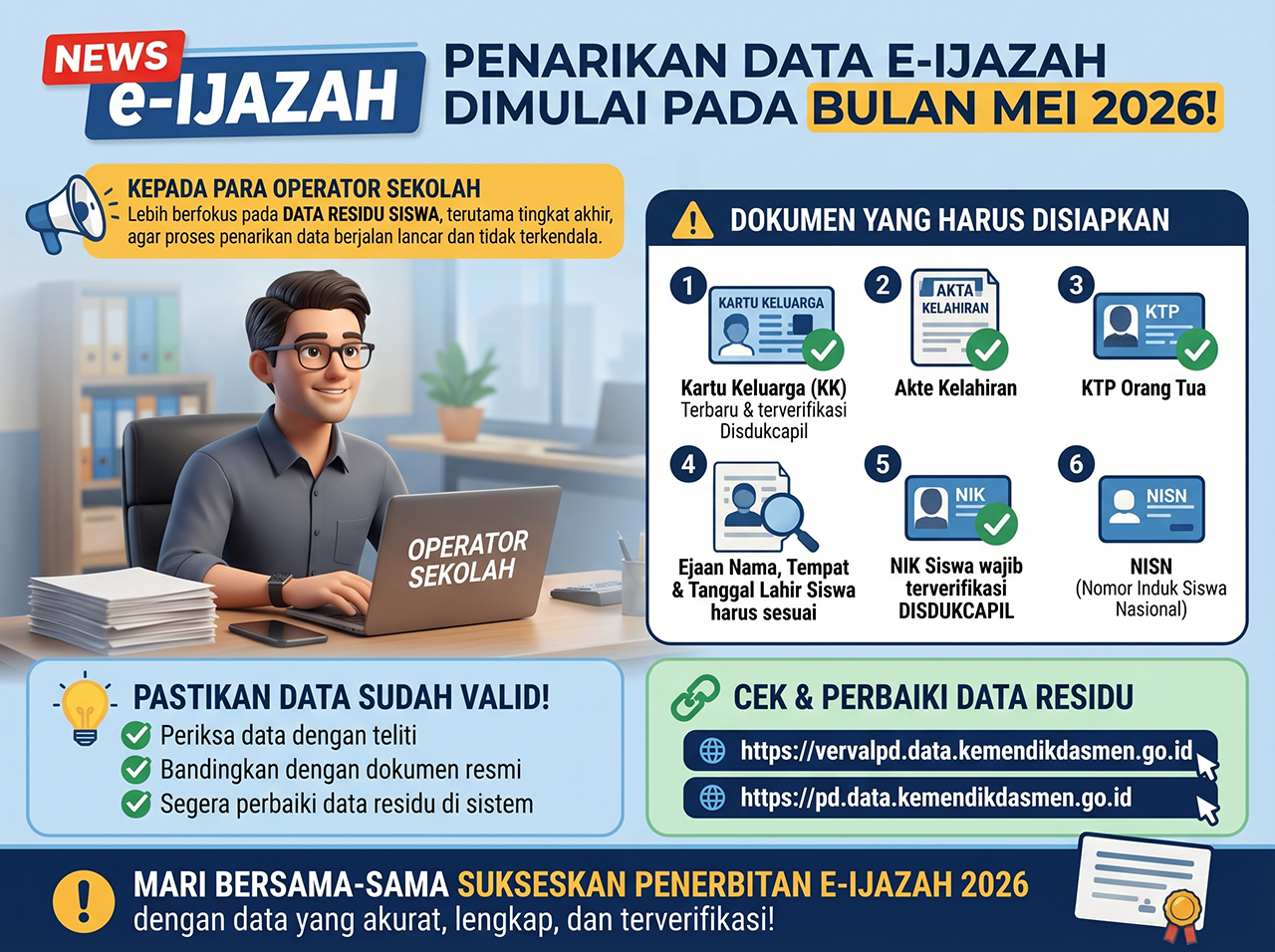 Penting! Penarikan Data E-Ijazah 2026 Dimulai Mei, Kesalahan Data Bisa Berdampak Fatal